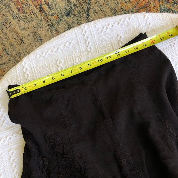 Coldwater Creek Brown Embroidered A-Line Midi Skirt M Flowy Fairycore Hippie Y2K - Picture 12 of 12